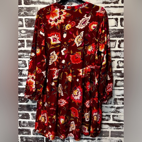 Old Navy Deep Red Floral Boho Autumn Dress Size L - Picture 8 of 8